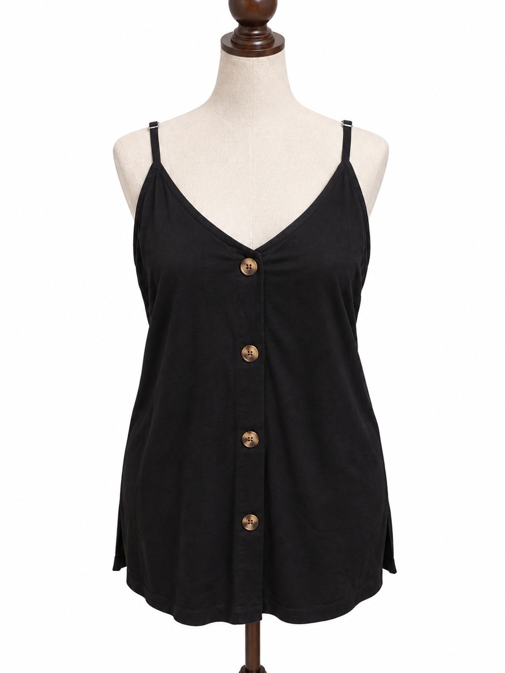 Black Button-Front Cami Tunic Top – Women’s 2XL
